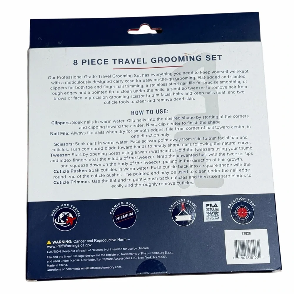 FILA All-In-One 8-Piece Professional Grade Travel Grooming Set